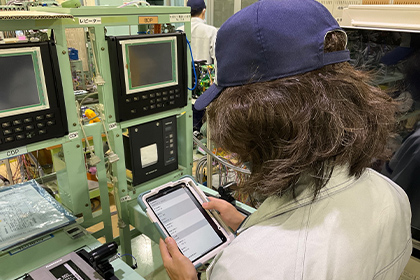 製品ごとに作業時間を記録前回値の時間は自動で入力