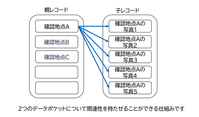 2つのデータポケットについて関連性を持たせることができる仕組みです